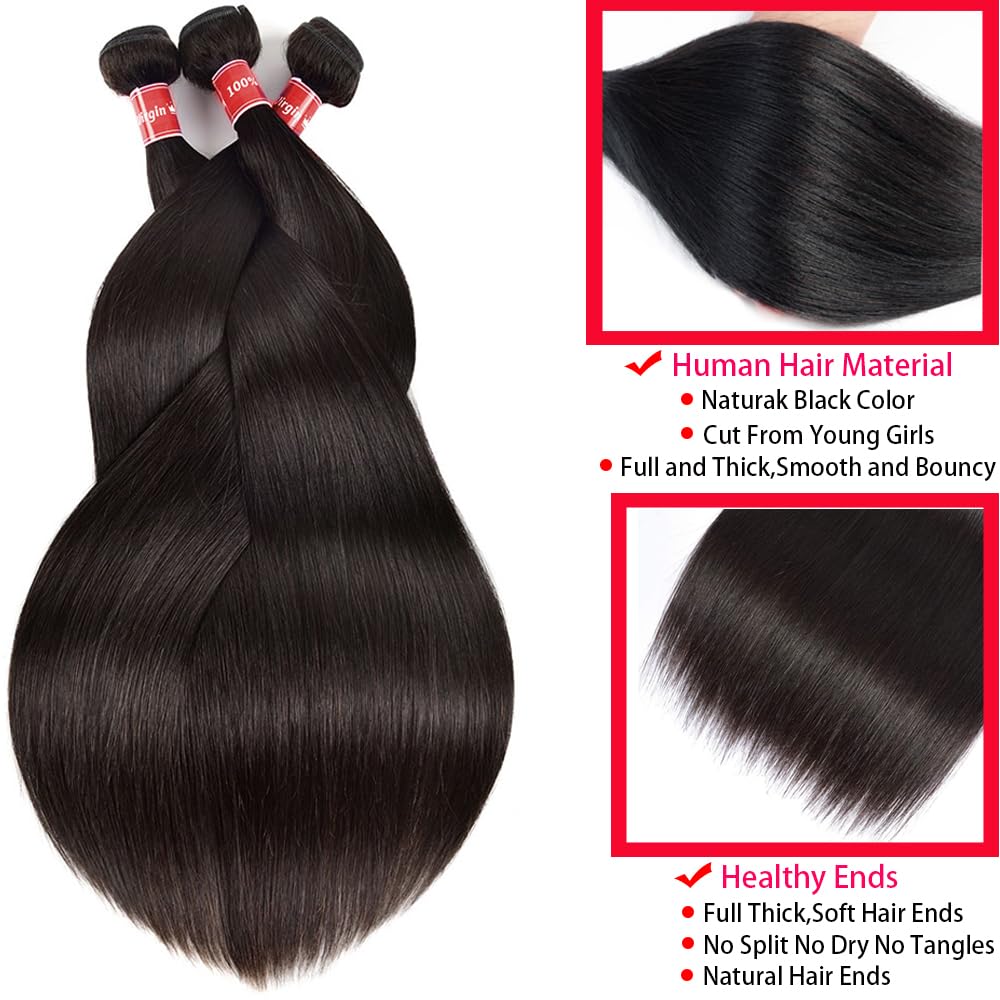 Oshiney human hair bundles straight 26-30 inch weft shows durable double-machine weave.