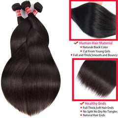 Oshiney human hair bundles straight 26-30 inch weft shows durable double-machine weave.