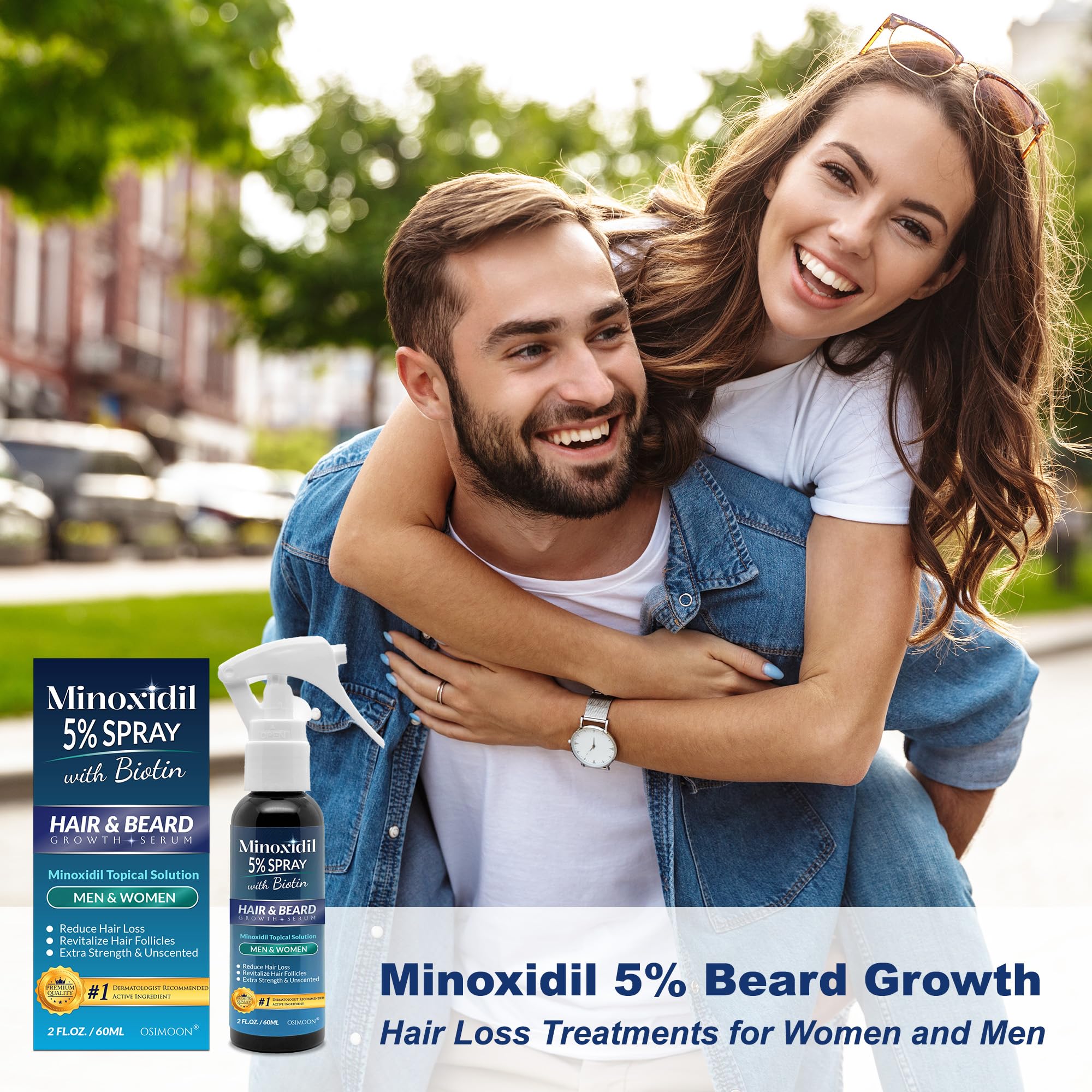 OSIMOON Minoxidil 5% beard application concept.