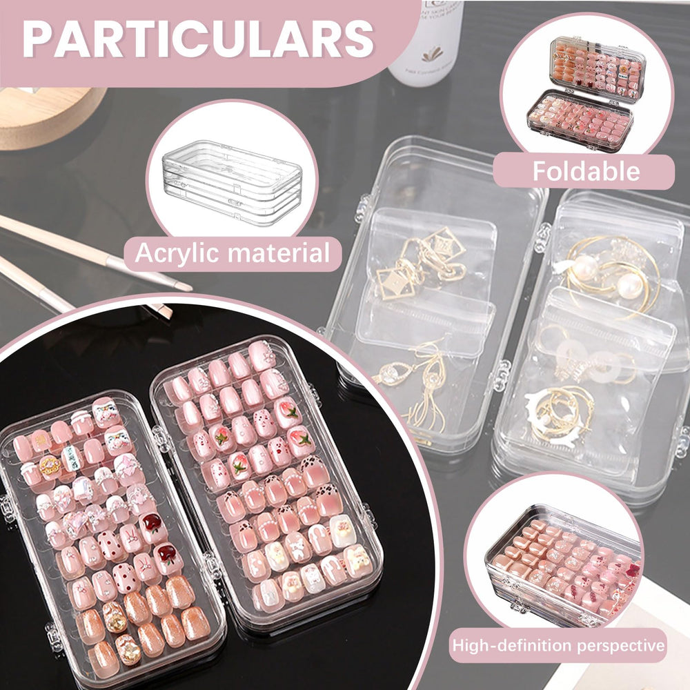 Oskrieel tri-fold nail organizer case scratch-proof acrylic preserves clarity.