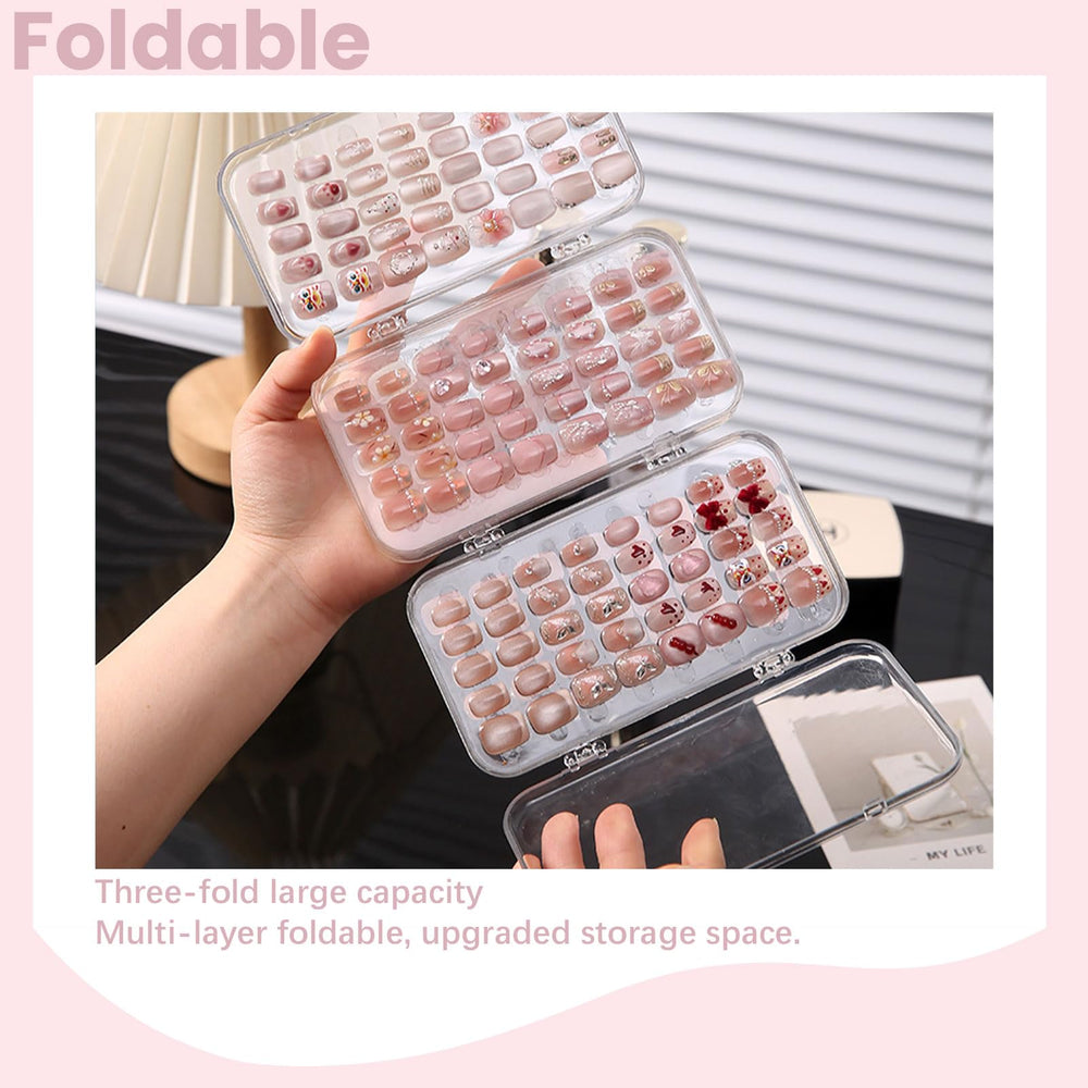 Oskrieel tri-fold nail organizer case weighted base prevents tipping.
