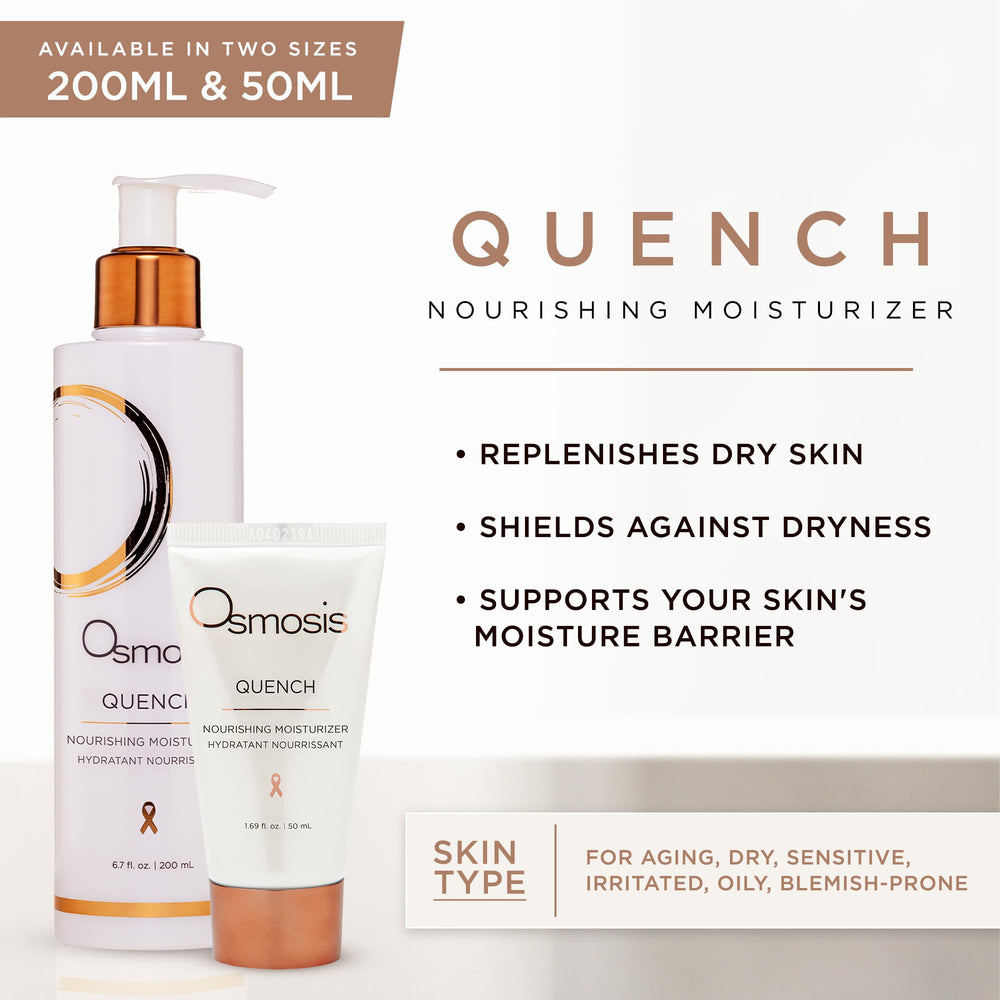 OSMOSIS QUENCH jojoba oil under light emphasizes balanced moisture.