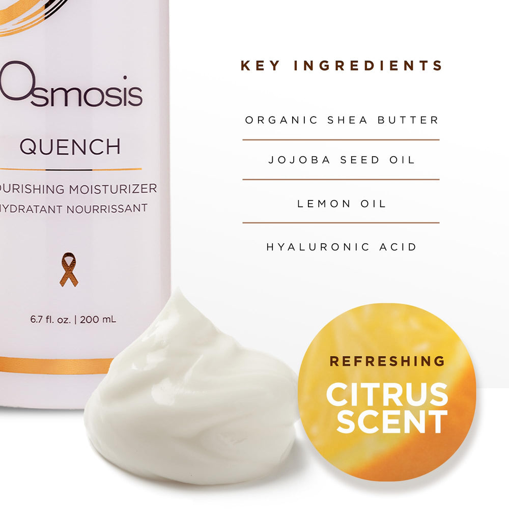 OSMOSIS QUENCH shea butter swirl conveys rich nourishment for dry areas.