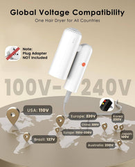 Osou travel hair dryer dual voltage auto-sensing shows global compatibility