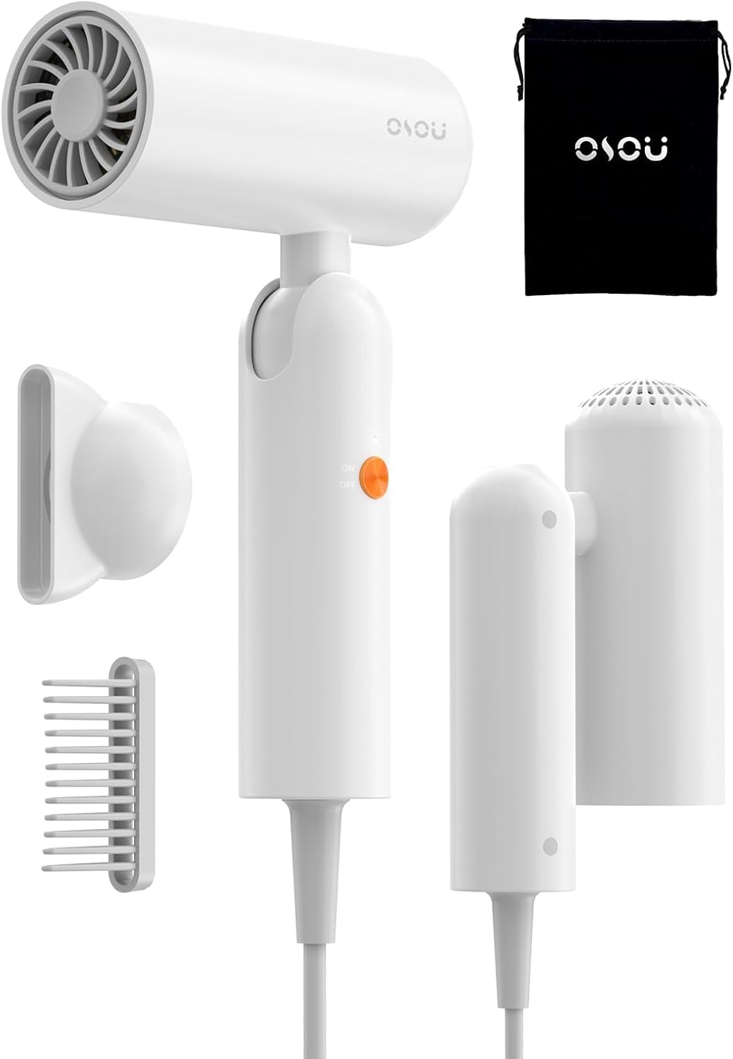 Osou travel hair dryer folded compact for easy packing in carry-on
