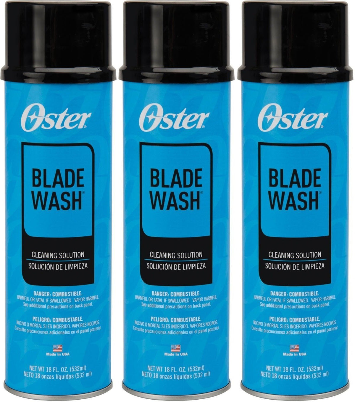 Oster Blade Wash Liquid Dip 3-pack front view for easy blade cleaning.
