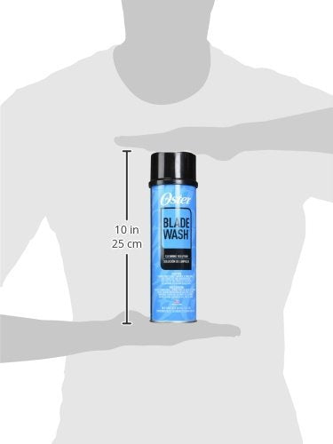Oster Blade Wash Liquid Dip 3-pack label close-up with usage details.