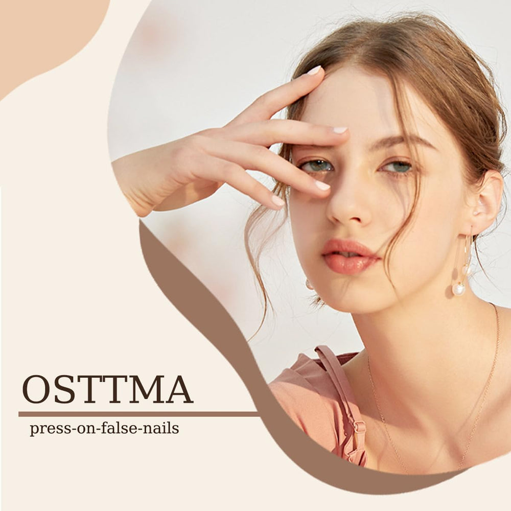 OSTTMA christmas press-on nails kit showing jelly glue stickers for easy DIY manicure.