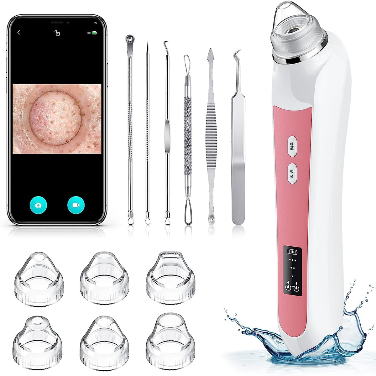 Ottleba blackhead remover vacuum overview in light pink for at home pore care