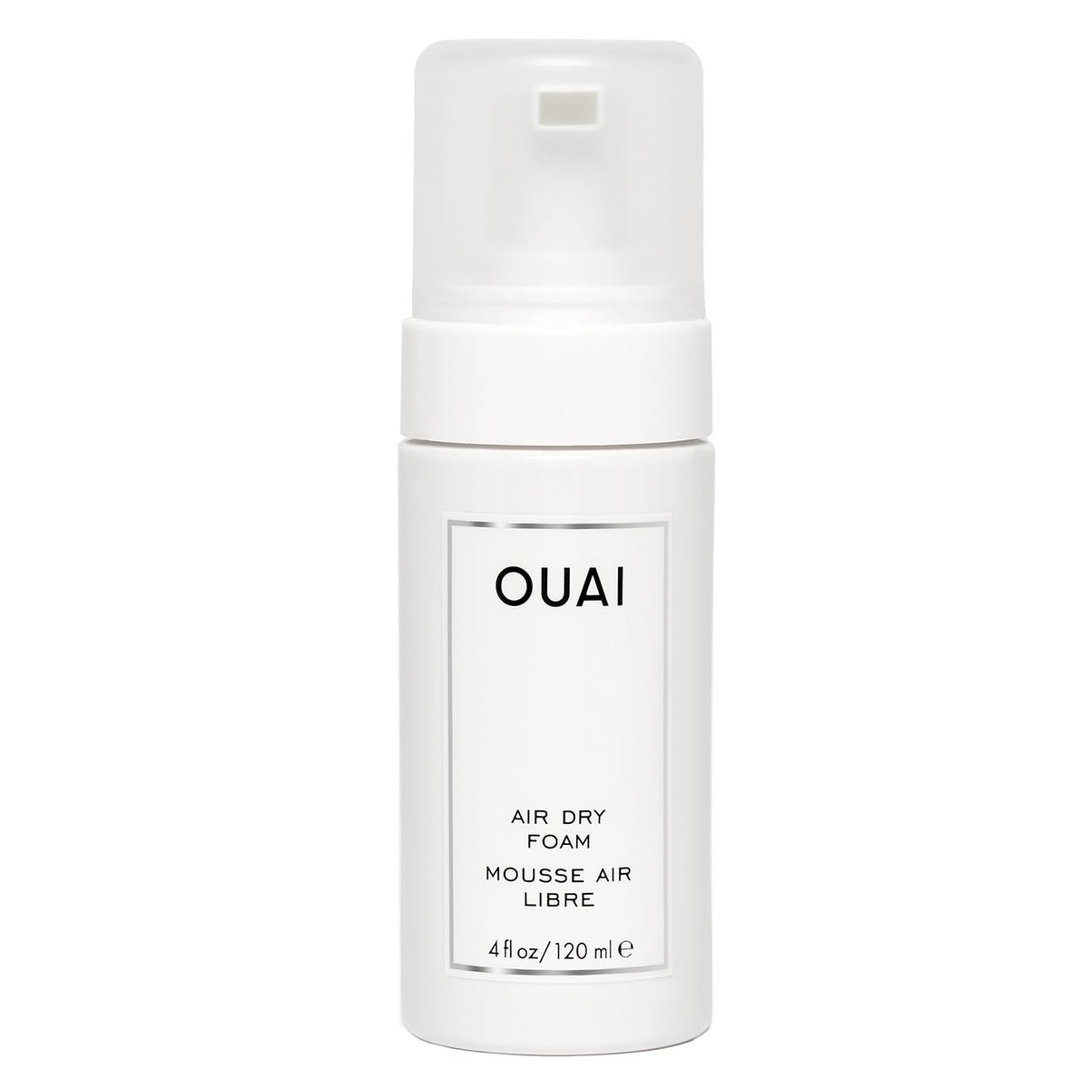 OUAI Air Dry Foam bottle shows lightweight conditioning for frizz-free air-dried waves