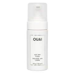 OUAI Air Dry Foam bottle shows lightweight conditioning for frizz-free air-dried waves