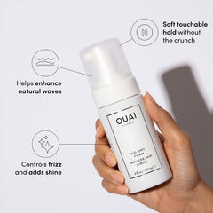 OUAI Air Dry Foam on damp hair creates effortless beachy curls