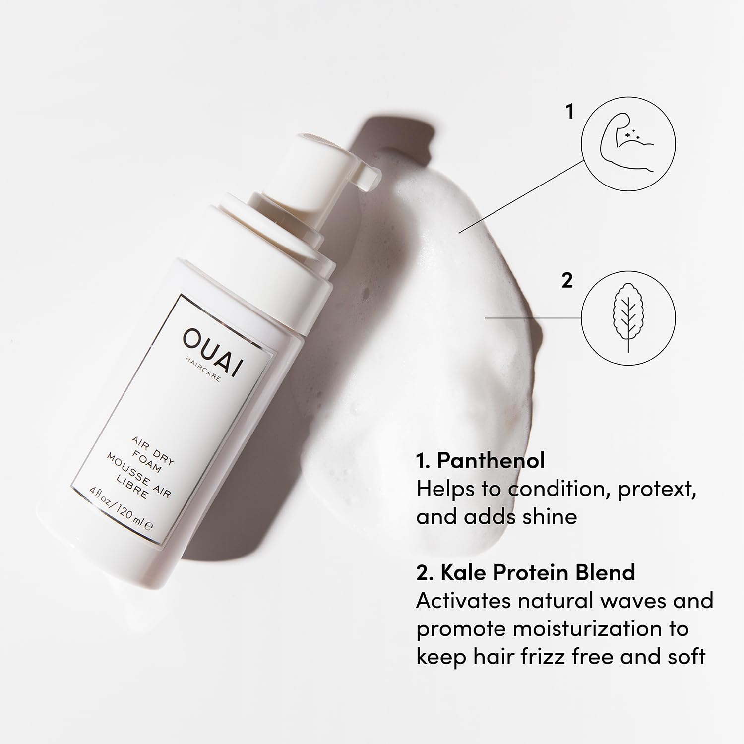 OUAI Air Dry Foam detangling action aids easier styling