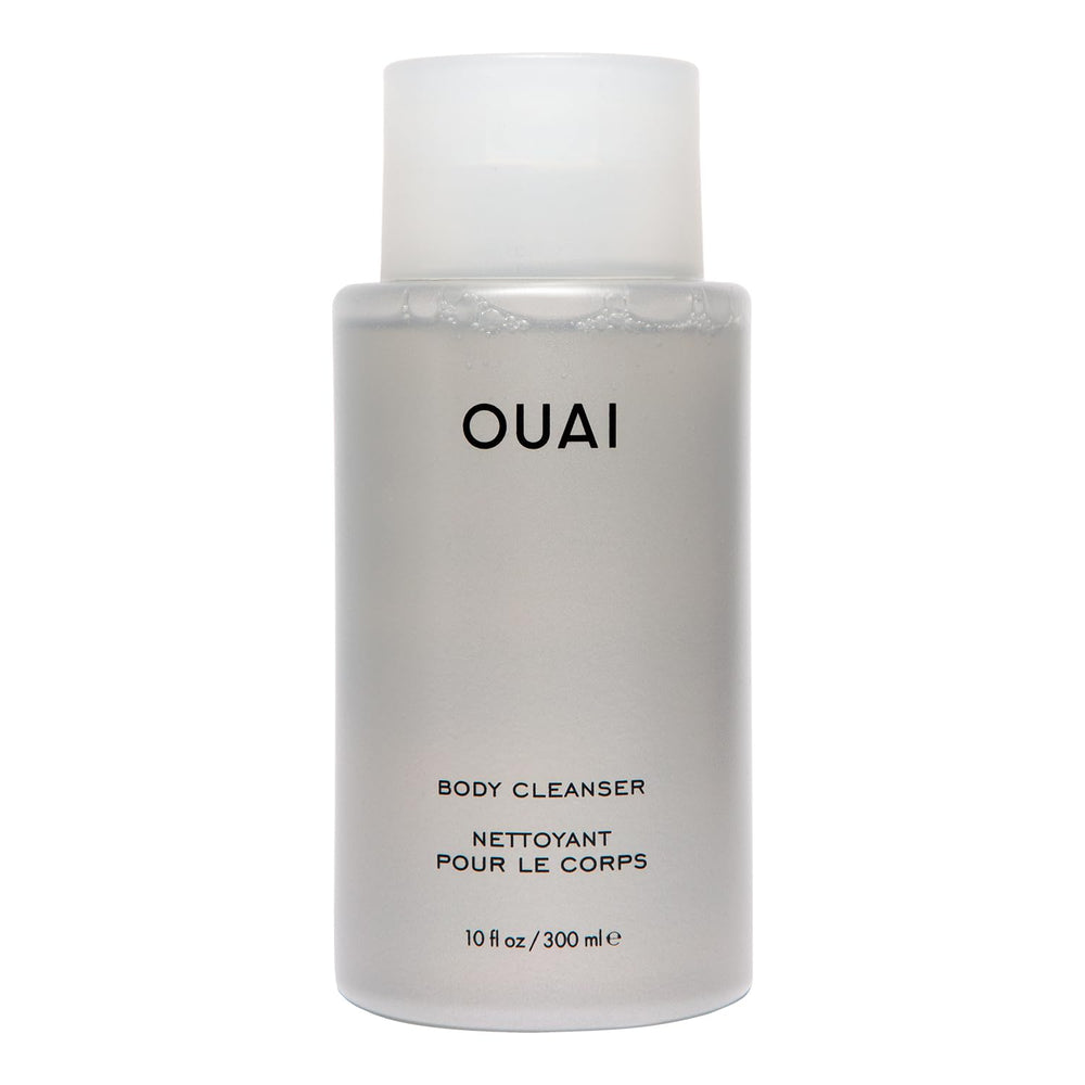 OUAI Body Cleanser Dean Street applying wash demonstrates softening skin routine