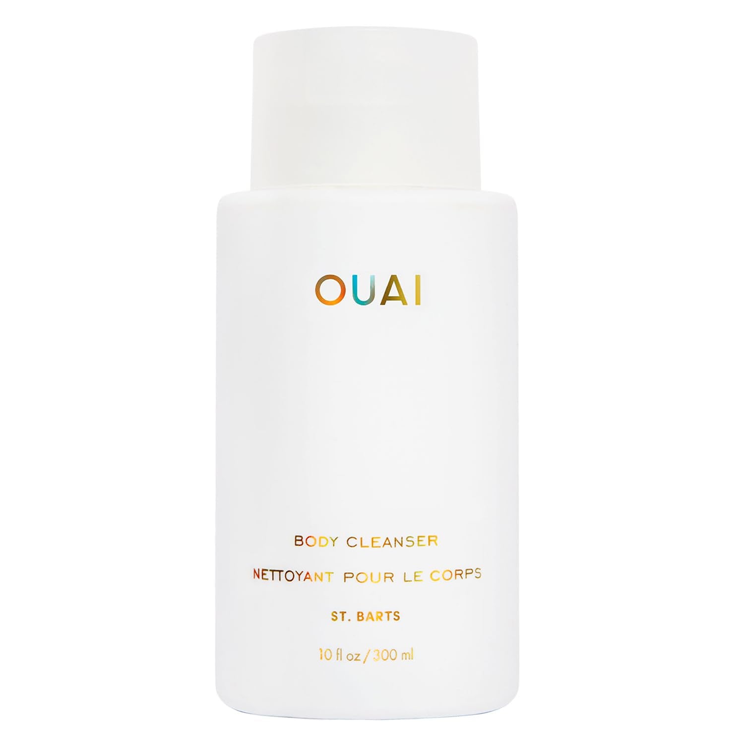 OUAI Body Cleanser St. Barts bottle shows a luxurious hydrating wash.