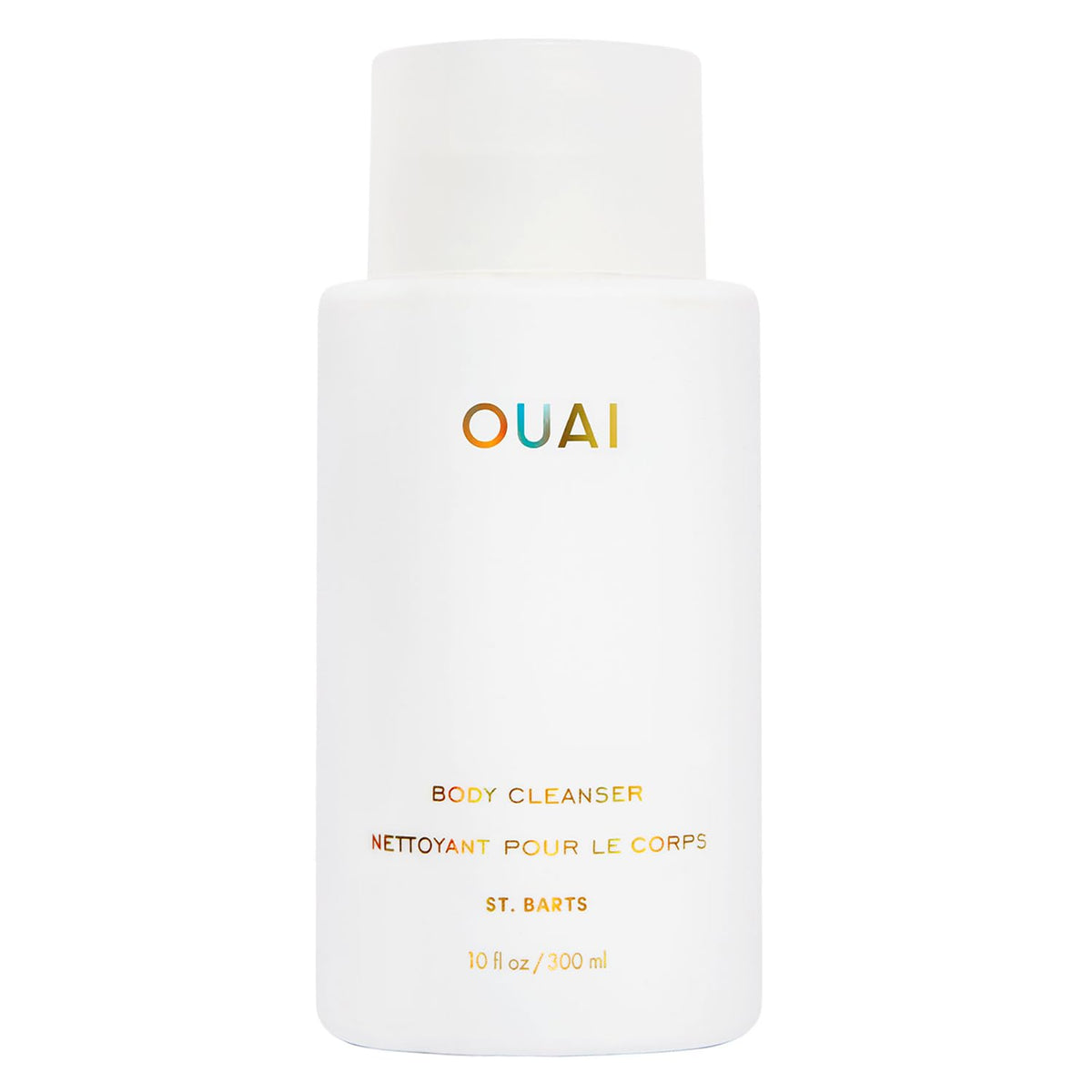 OUAI Body Cleanser St. Barts bottle shows a luxurious hydrating wash.