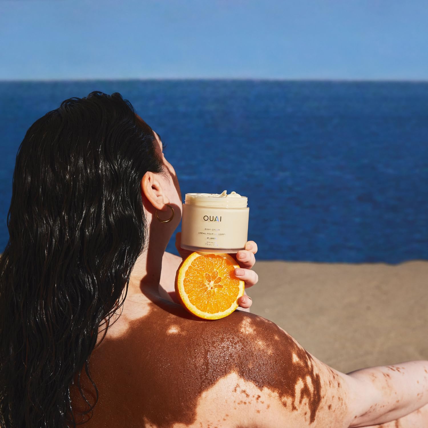 OUAI Body Cream St. Barts cupuaçu butter image emphasizes nourishing ingredients.