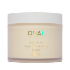 OUAI Body Cream St. Barts tub closeup shows whipped texture for quick hydration.