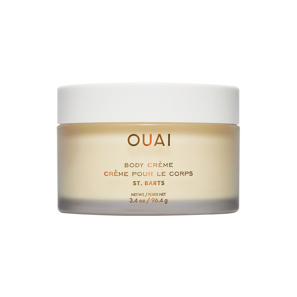 OUAI Body Crème St. Barts travel-size bottle offers portable hydration on the go.