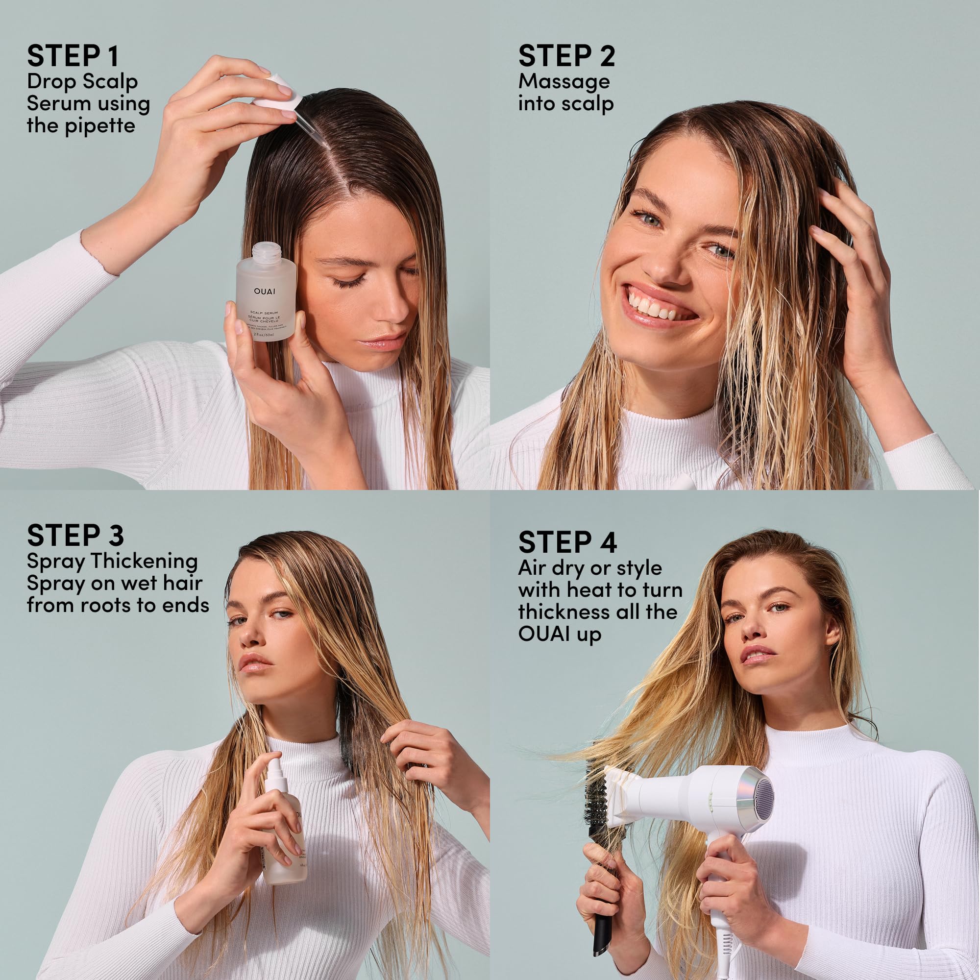 OUAI Parisian-inspired branding reinforces effortless styling for thicker appearance