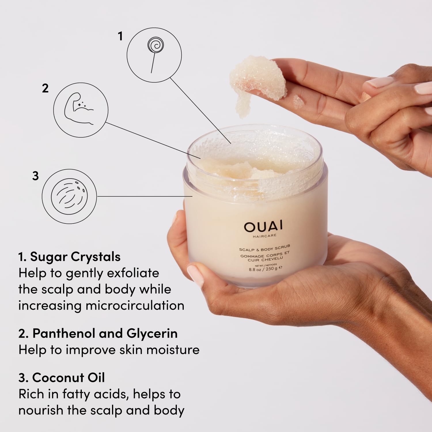 OUAI coconut oil nourishing skin application for moisturized feel