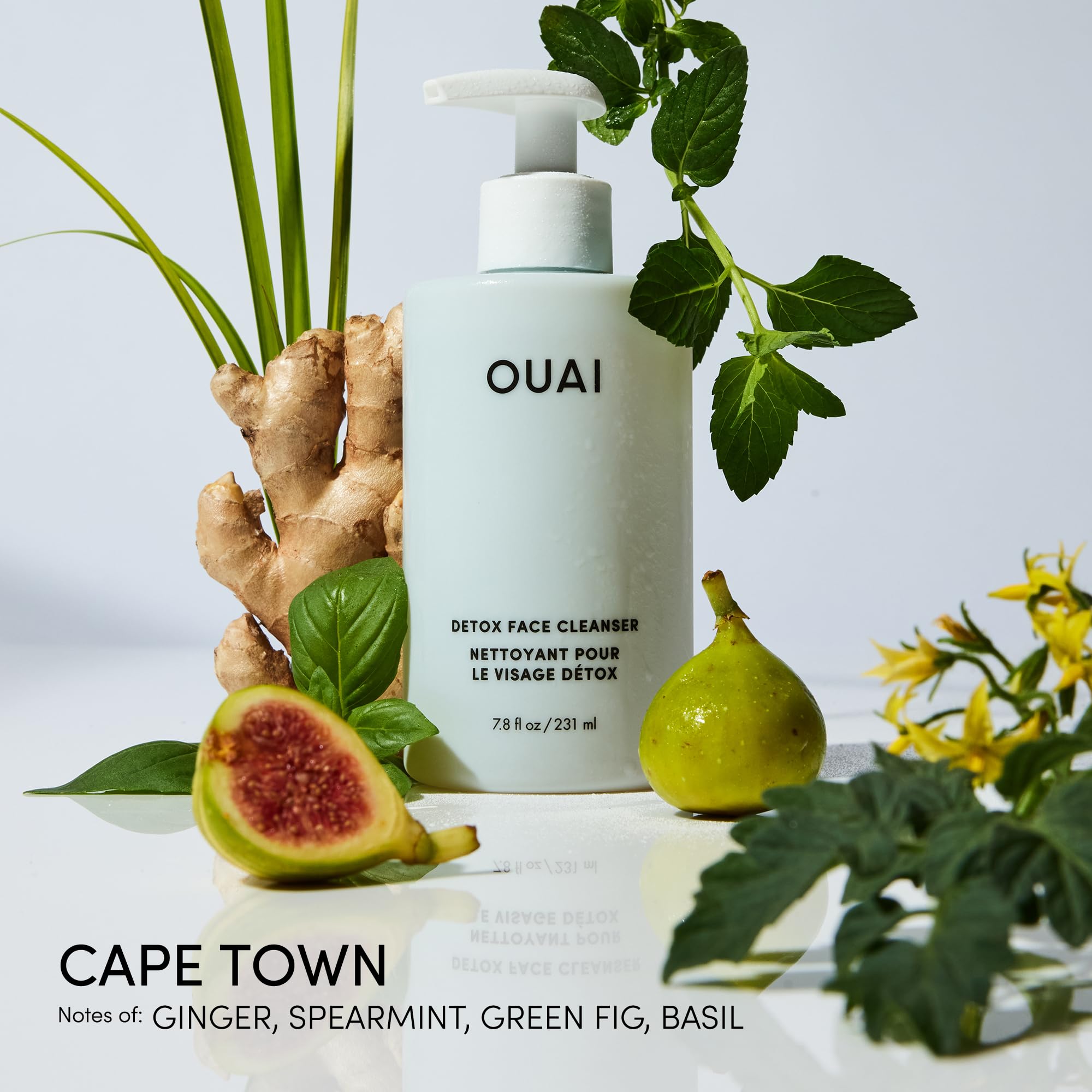 OUAI Detox Facial Cleanser creamy lather demonstrates gentle exfoliation