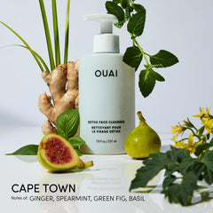 OUAI Detox Facial Cleanser creamy lather demonstrates gentle exfoliation