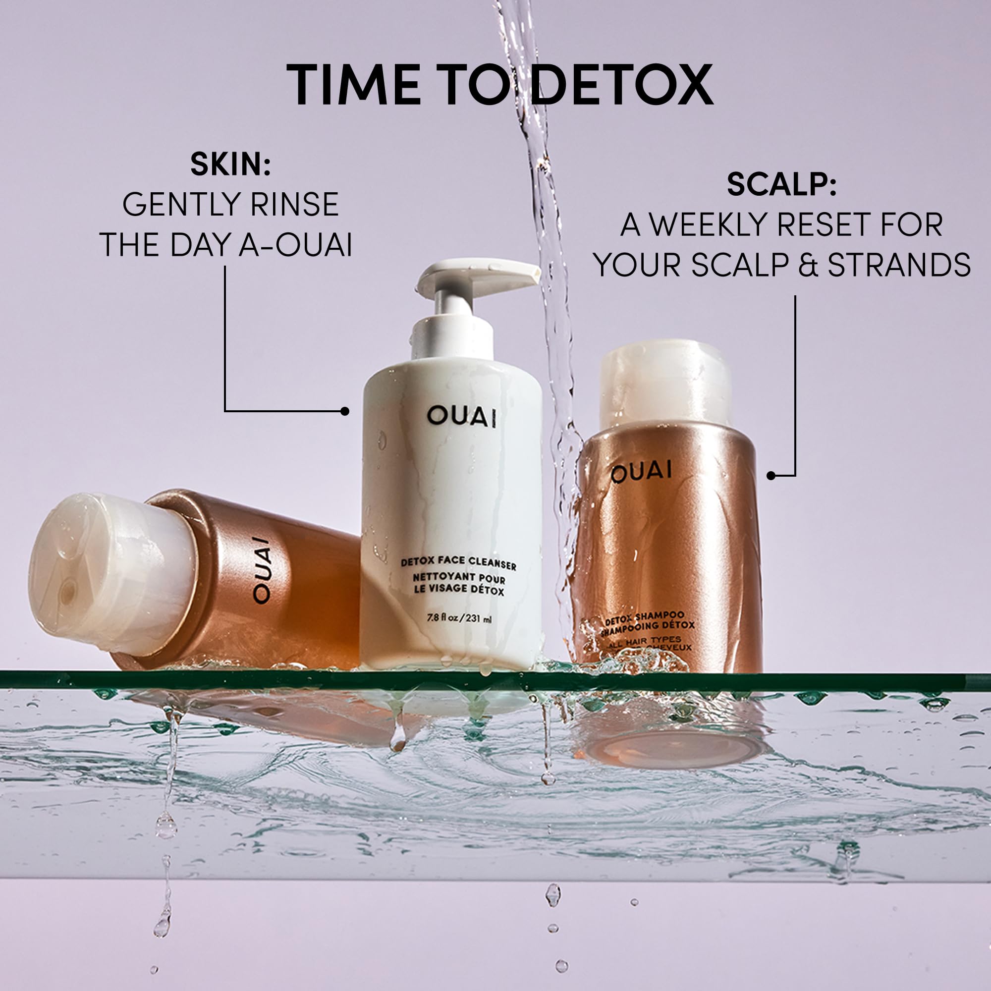 OUAI Detox Facial Cleanser foam wash removes dirt without drying skin