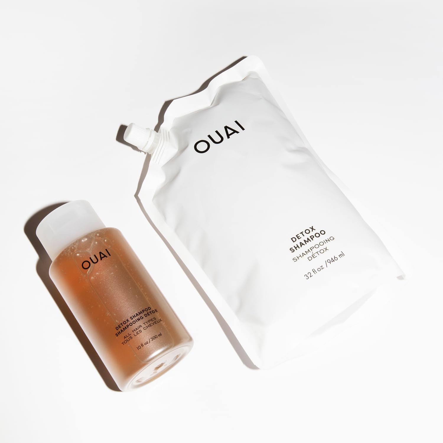OUAI Detox Shampoo after wash hair shows boosted volume and shine