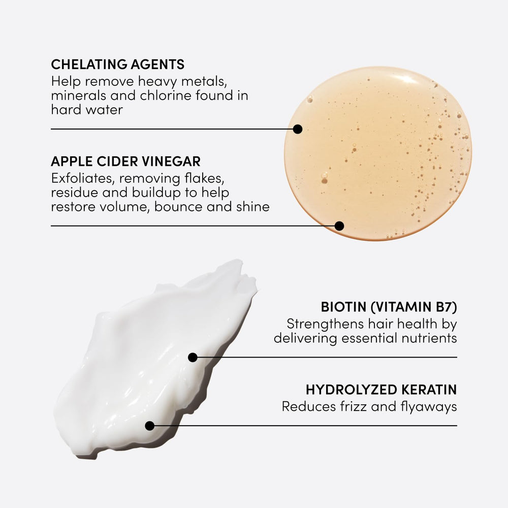 OUAI Detox Shampoo pour highlights buildup removal and refreshed scalp.