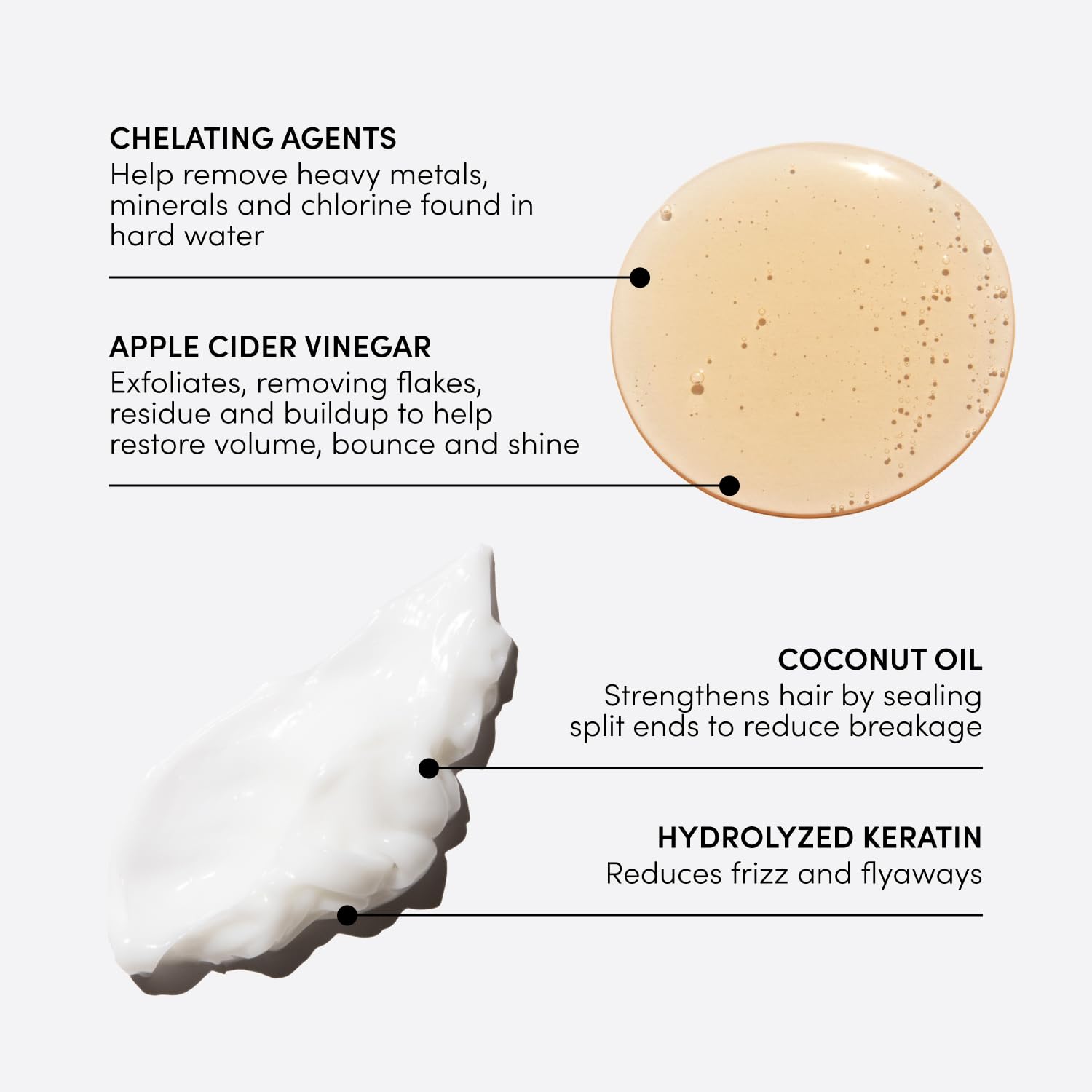 OUAI Detox Shampoo rinse action showing refreshed scalp and clean strands