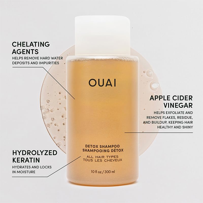 OUAI Detox Shampoo travel-size pump-dispense for easy on-the-go cleansing and detox