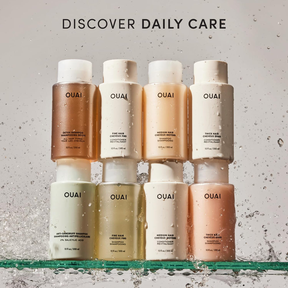 OUAI Fine Hair Shampoo color-safe packaging—safe with color-treated hair.