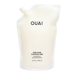 OUAI Fine Hair Shampoo Refill bottle front—volume-boosting design for fine hair.