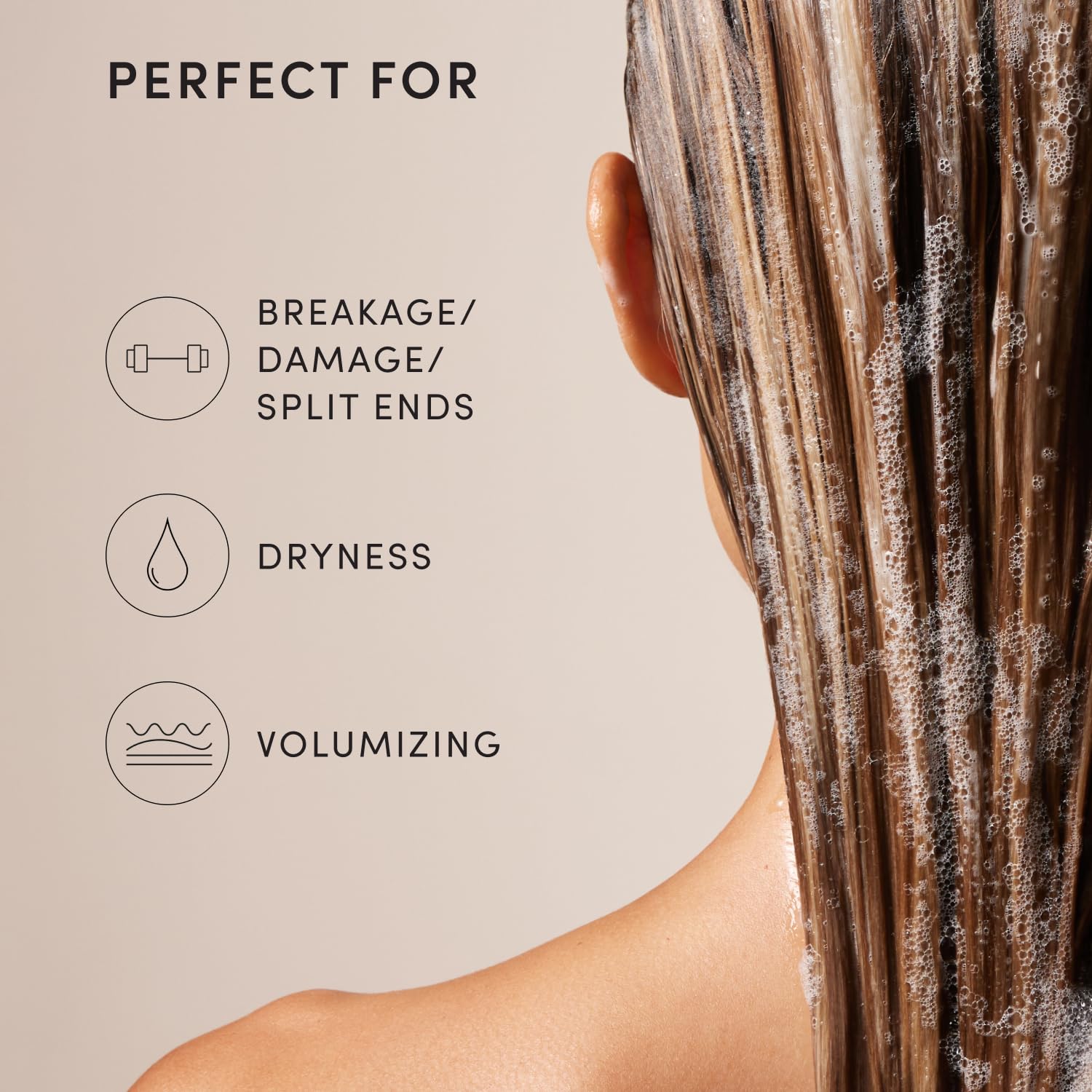OUAI Fine Hair Shampoo root application—lightweight feel boosts volume.