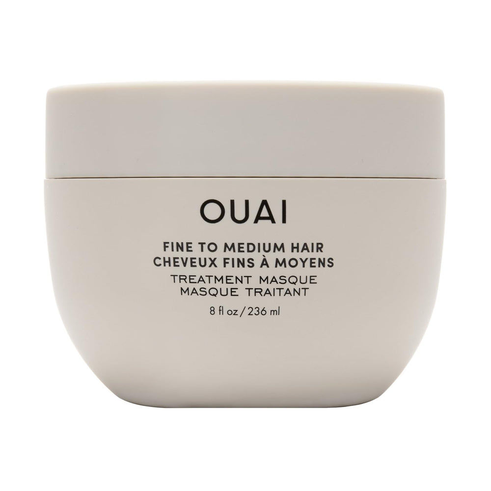 OUAI Fine to Medium Hair Treatment Masque jar highlights rich hydration for softer strands