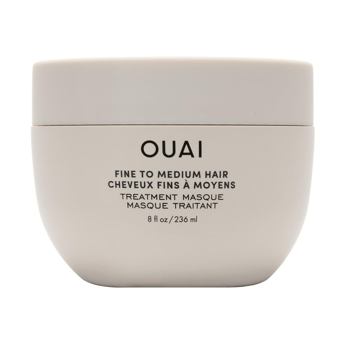 OUAI Fine to Medium Hair Treatment Masque jar highlights rich hydration for softer strands