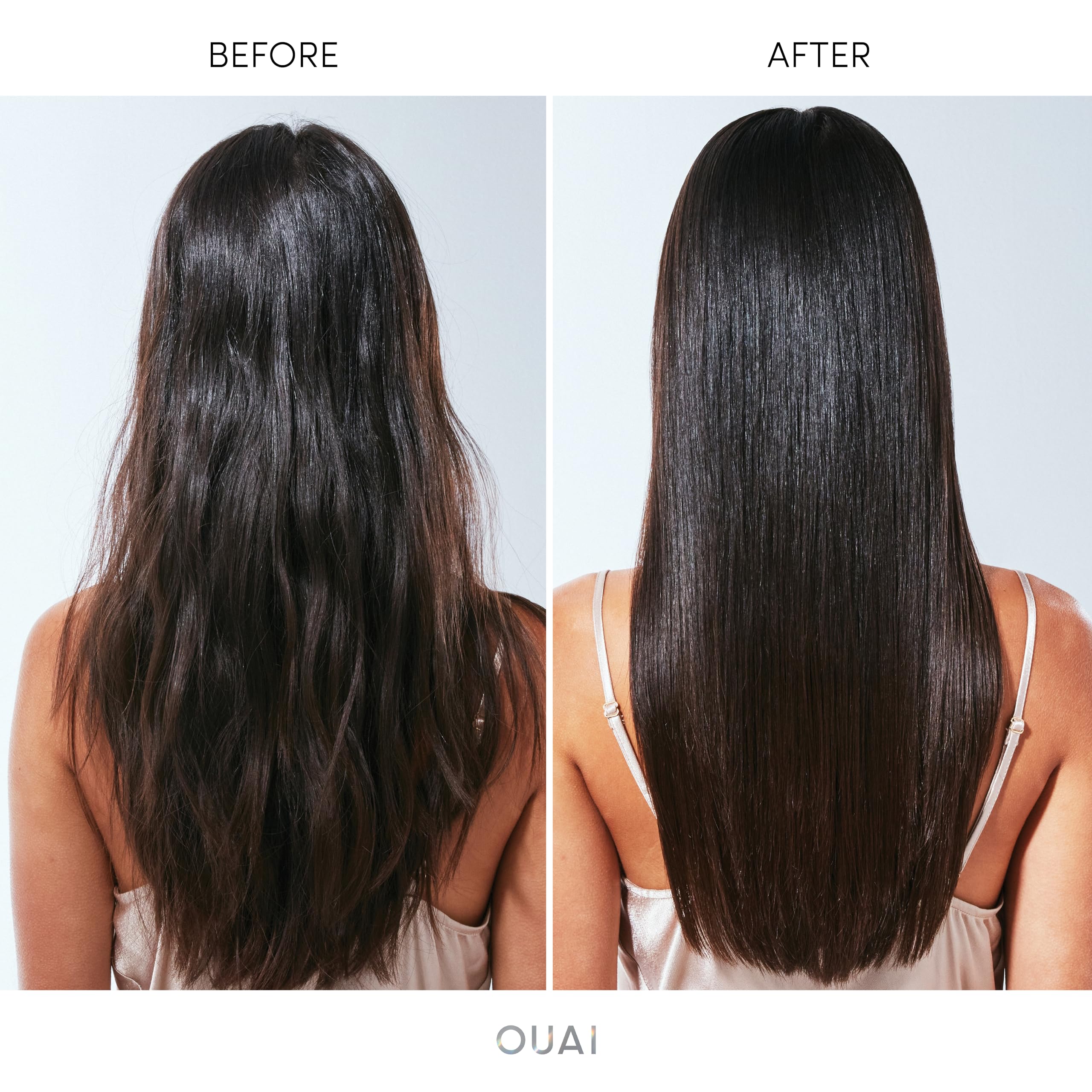 OUAI Hair Gloss heat protection up to 450°F during styling sessions.