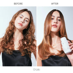 OUAI Hair Gloss mid-shaft to ends application for even glow and frizz control.