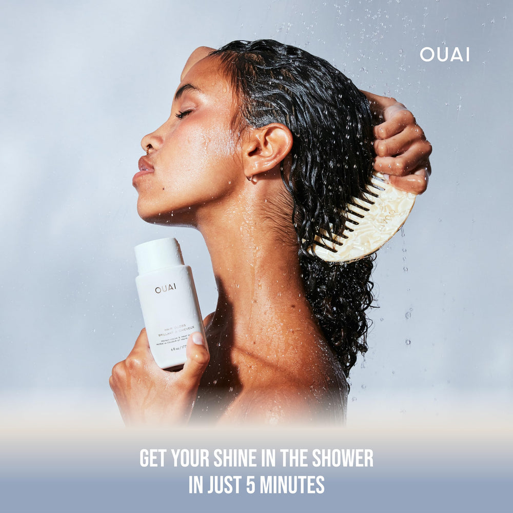 OUAI Hair Gloss panthenol helps smoothness and manageability.