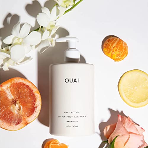 Close-up of OUAI Hand Lotion texture showing a smooth, non-greasy finish.