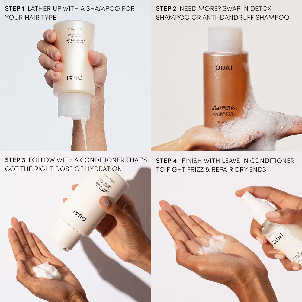 OUAI heat-shield-450f-hair shows protection up to 450°F during styling.