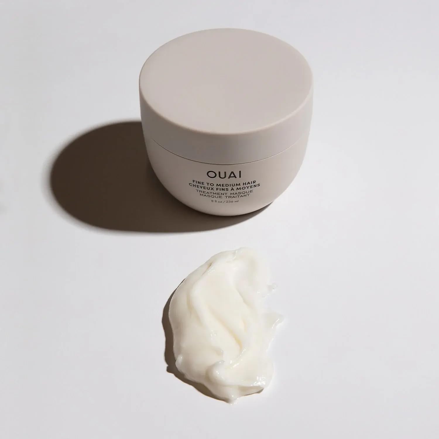OUAI lifestyle scene shows at-home haircare ritual with the masque