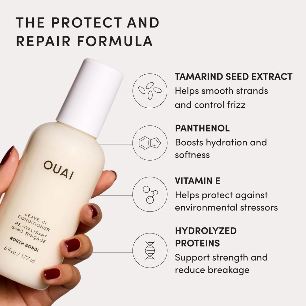 OUAI ingredient focus tamarind and panthenol highlighting hair strength