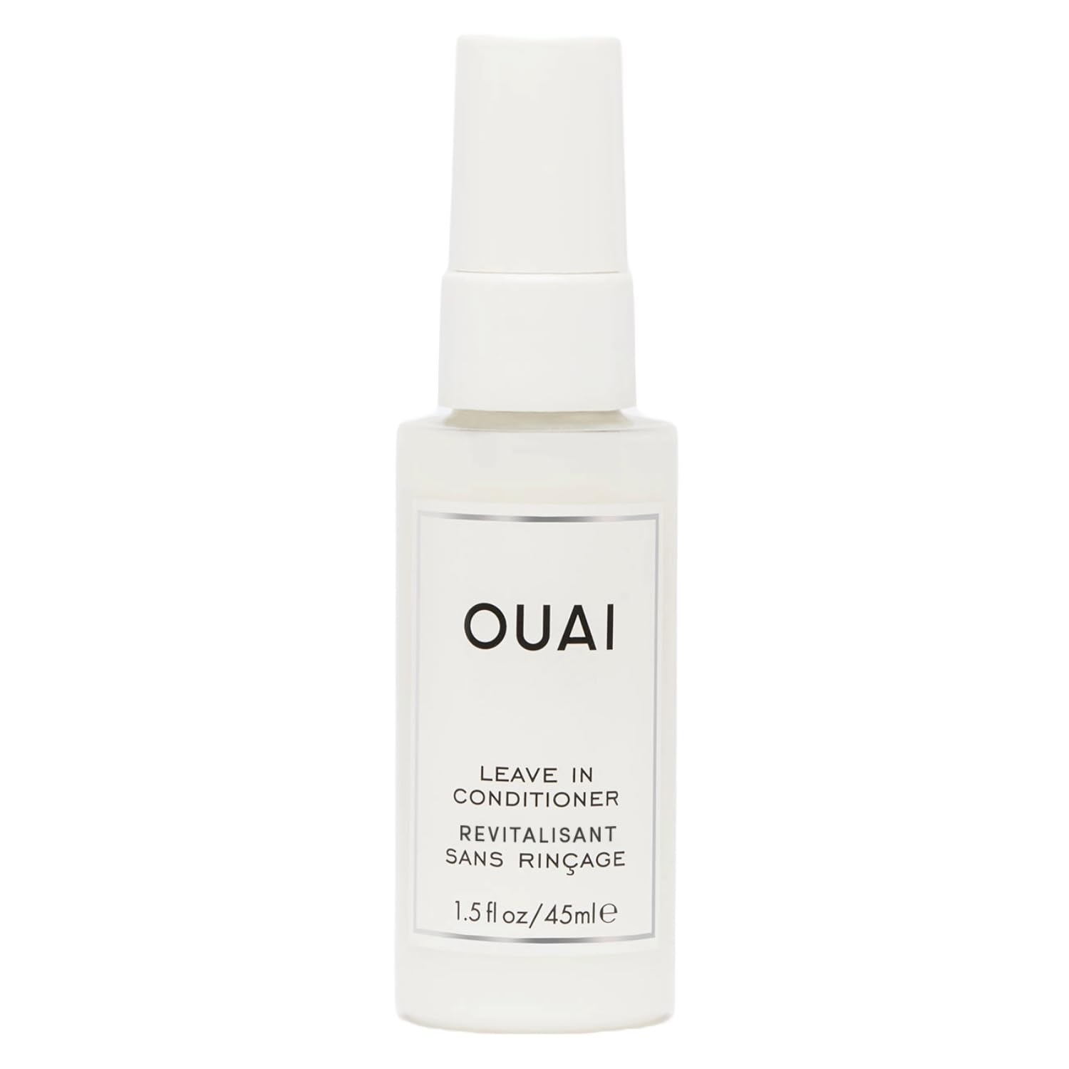 OUAI leave-in conditioner bottle-dispense for easy detangling and smooth styling.