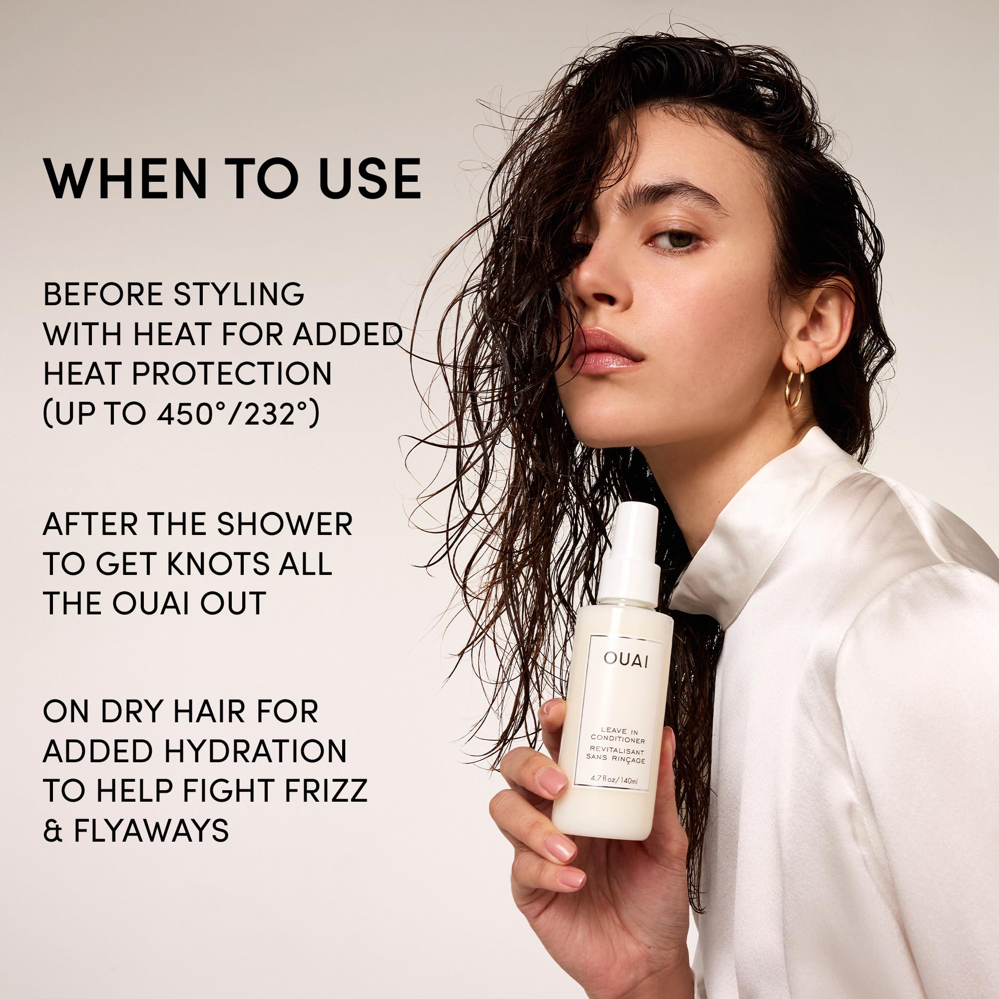 OUAI leave-in conditioner hydration-boost delivers moisture for softer hair.
