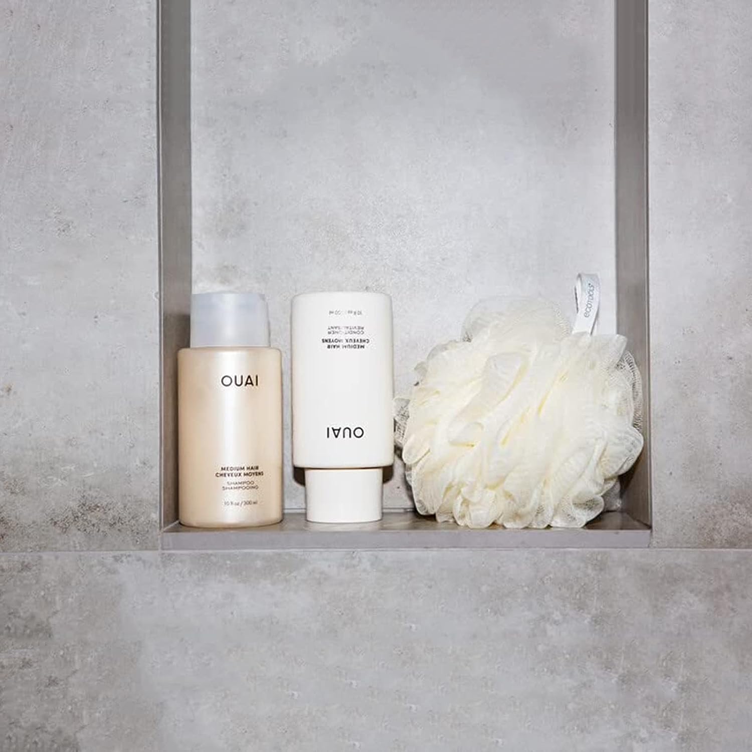 OUAI Medium Keratin detail highlights keratin infusion for strengthened hair.