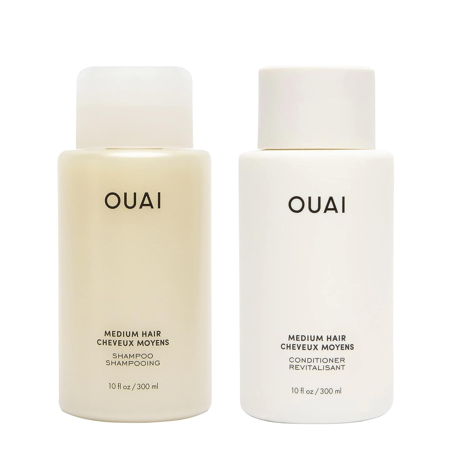 OUAI Medium Shampoo bottle shows gentle, sulfate-free cleansing for medium hair.