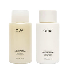 OUAI Medium Shampoo bottle shows gentle, sulfate-free cleansing for medium hair.