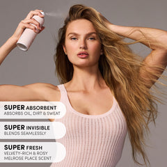 OUAI Melrose Place bottle label highlights long-lasting rosy fragrance.